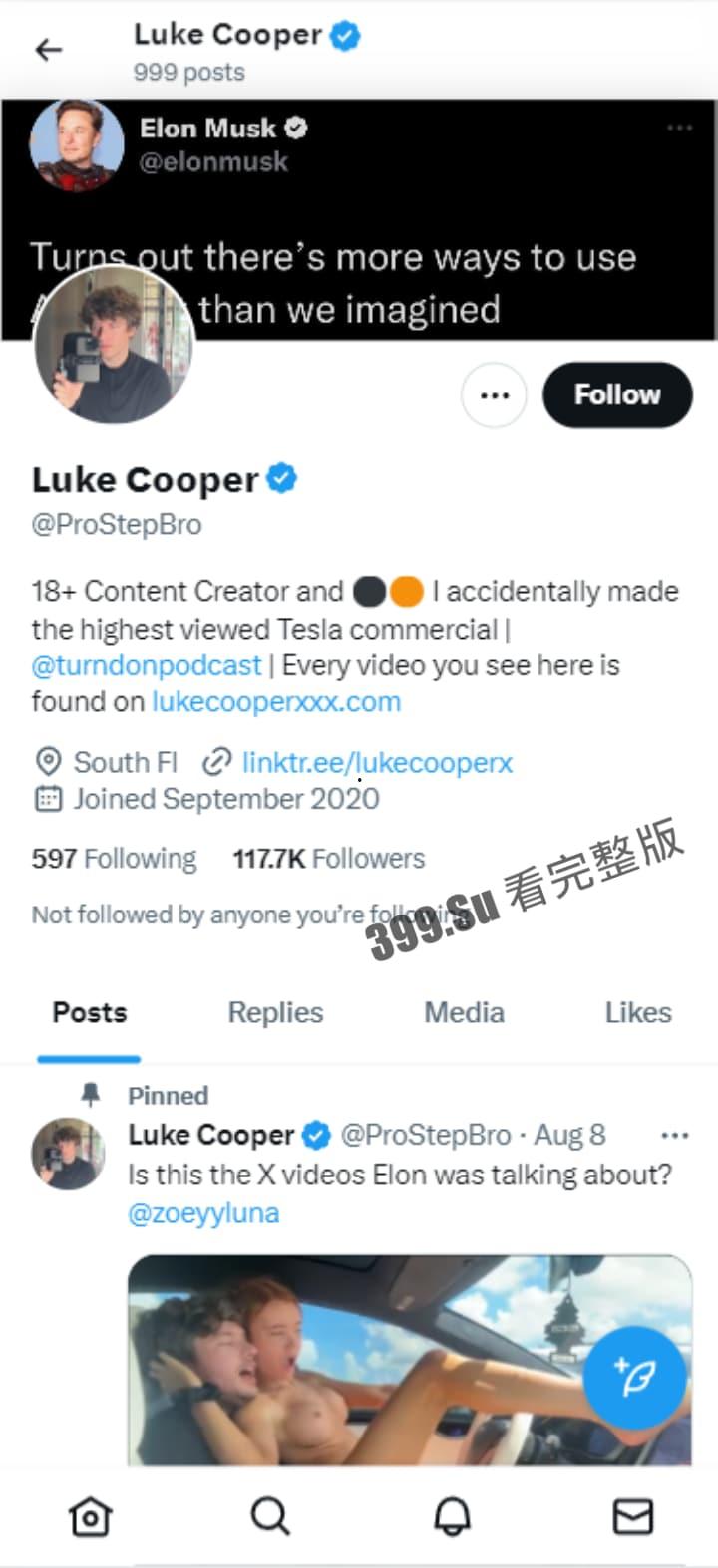 特斯拉成人界广告 色情博主#ProStepBro 开启特斯拉自动驾驶 和多位性感美女疯狂做爱-1