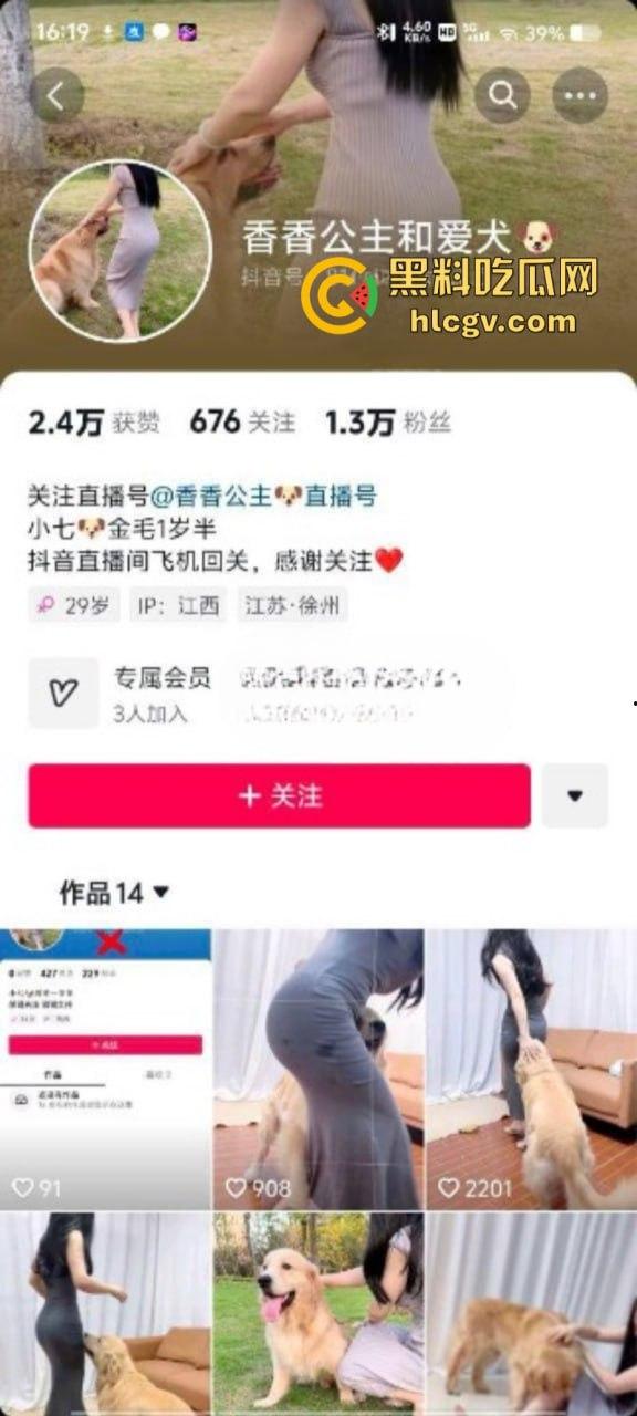 抖音小姐姐【香香公主】给科普兽交注意事项 每天都在和金毛上演人兽配!-1