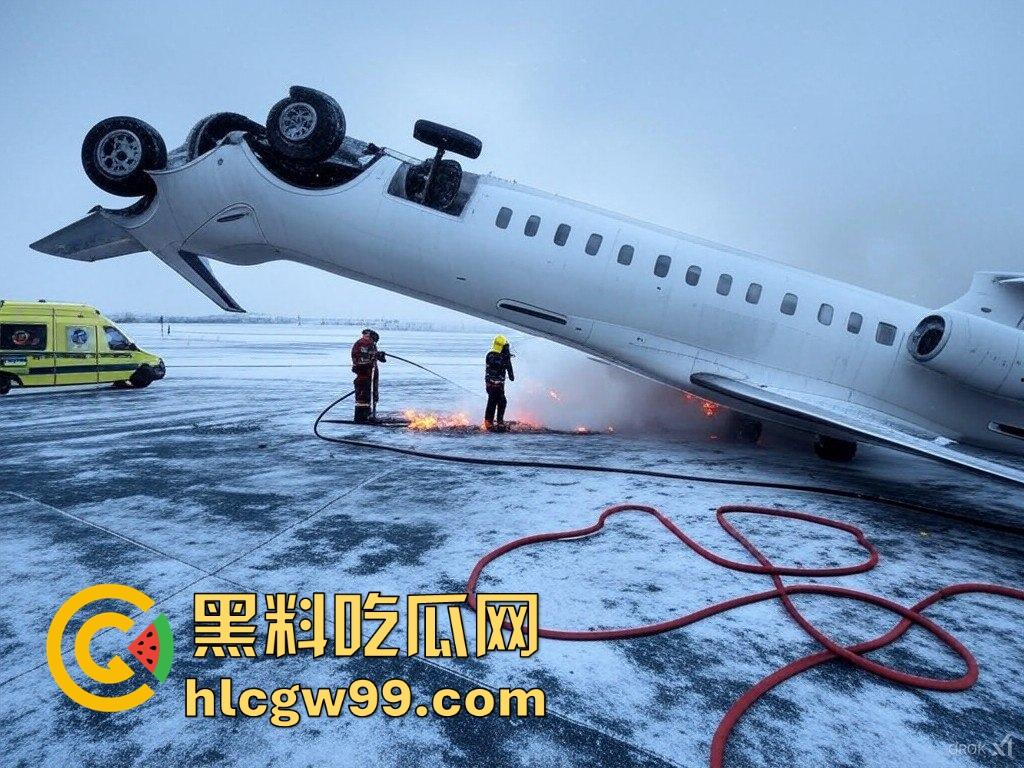 美国飞机又又又出事了!明尼苏达州飞往多伦多皮尔逊的飞机机腹朝天降落,堪比电影特效,幸好没人死亡。-14