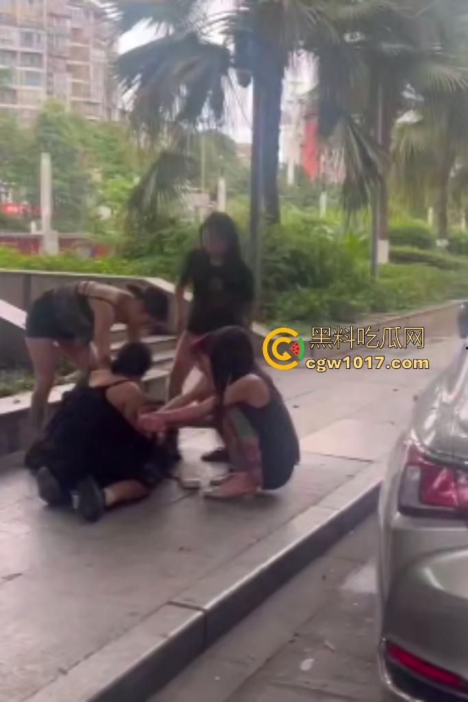 成都白天精神小妹集美们6打3!高跟踹头脱鞋底砸脑门太狠,三人牛逼抗打多人围殴,最后还得是男人来拉架!-7