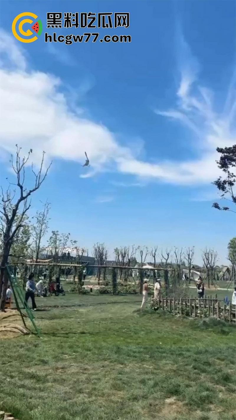 熊孩子惹大祸了,小型直升机降落,熊孩子弹弓射到机尾旋桨,导致机身不稳当场坠毁!-1
