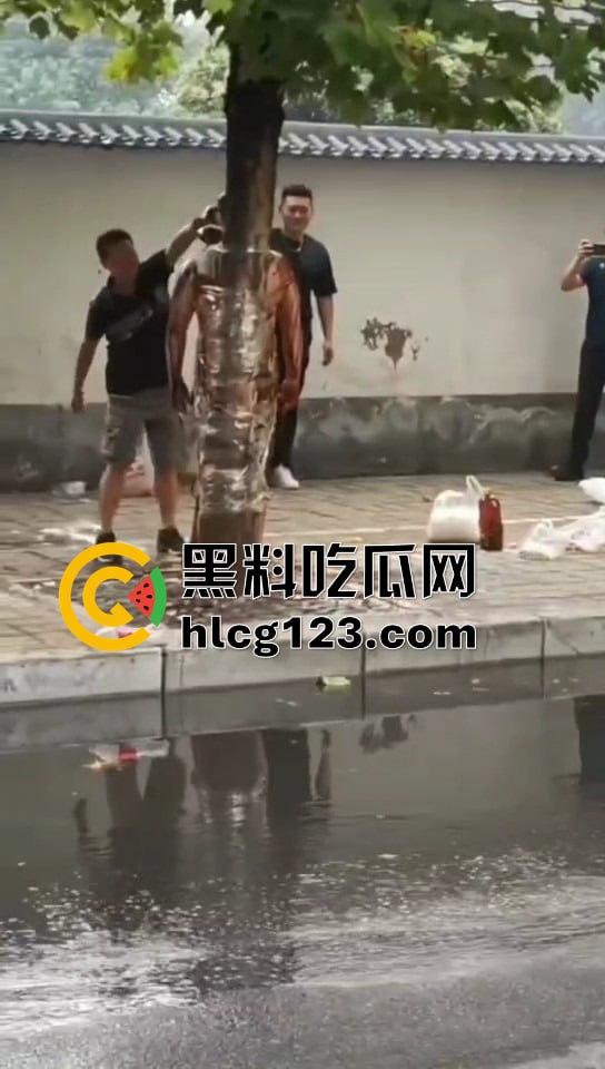 城里人的离谱操作!脱光缠树上撒面粉,这画面简直像缅北逃猪仔被抓!-7