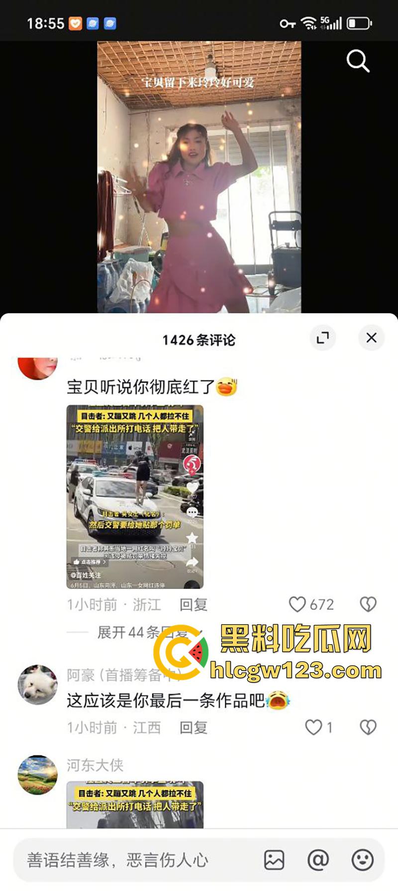 山东菏泽网红【玲玲宝贝】,因违停被贴罚单,爬上警车高声吼叫,拒不配合最终被强制带离现场!-2