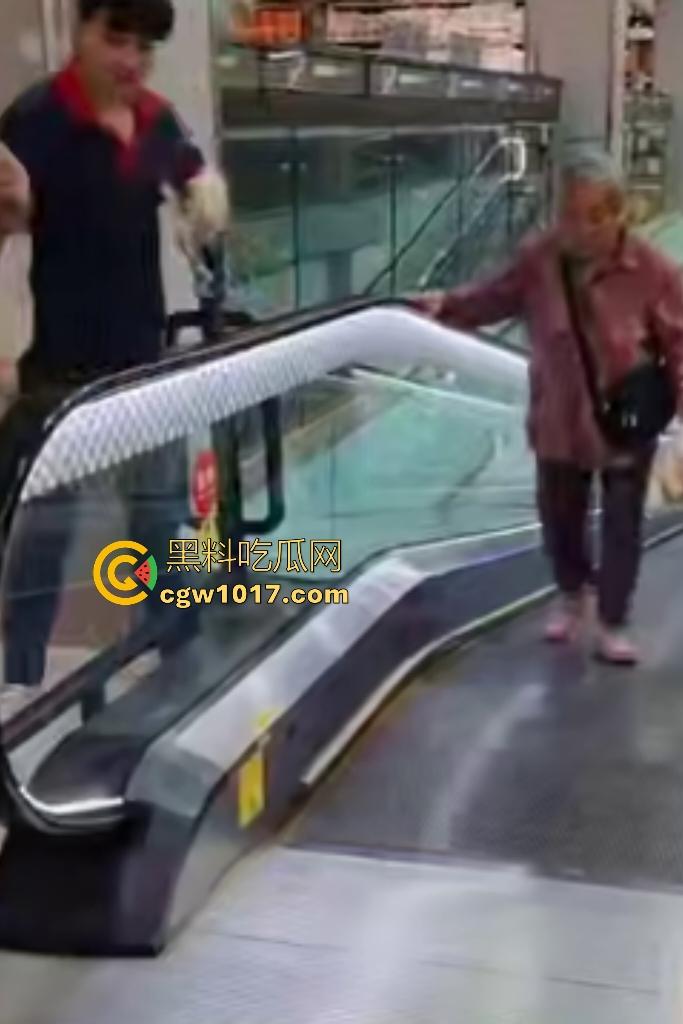 NPC大妈逆行走电梯,电梯向下她硬向上爬,逛一圈回来还在走,还要工作人员拉一把,没摔死就不错了!-4