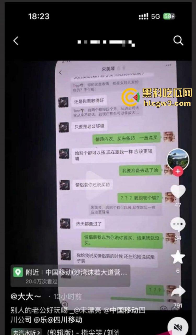 乐山移动高磊爆出轨丑闻!与女下属宋美琴偷情不堪入目,原配曝光不雅聊天和视频,全网炸锅!-3