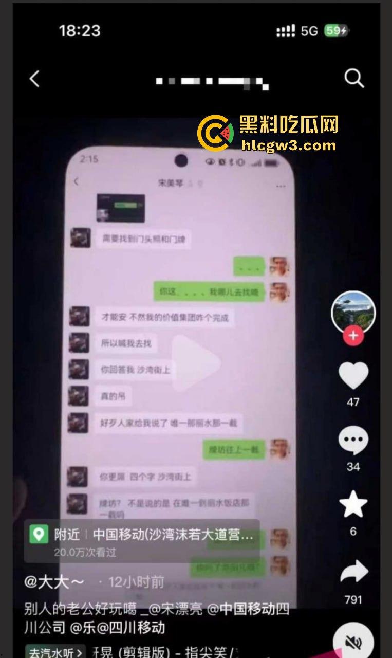 乐山移动高磊爆出轨丑闻!与女下属宋美琴偷情不堪入目,原配曝光不雅聊天和视频,全网炸锅!-4