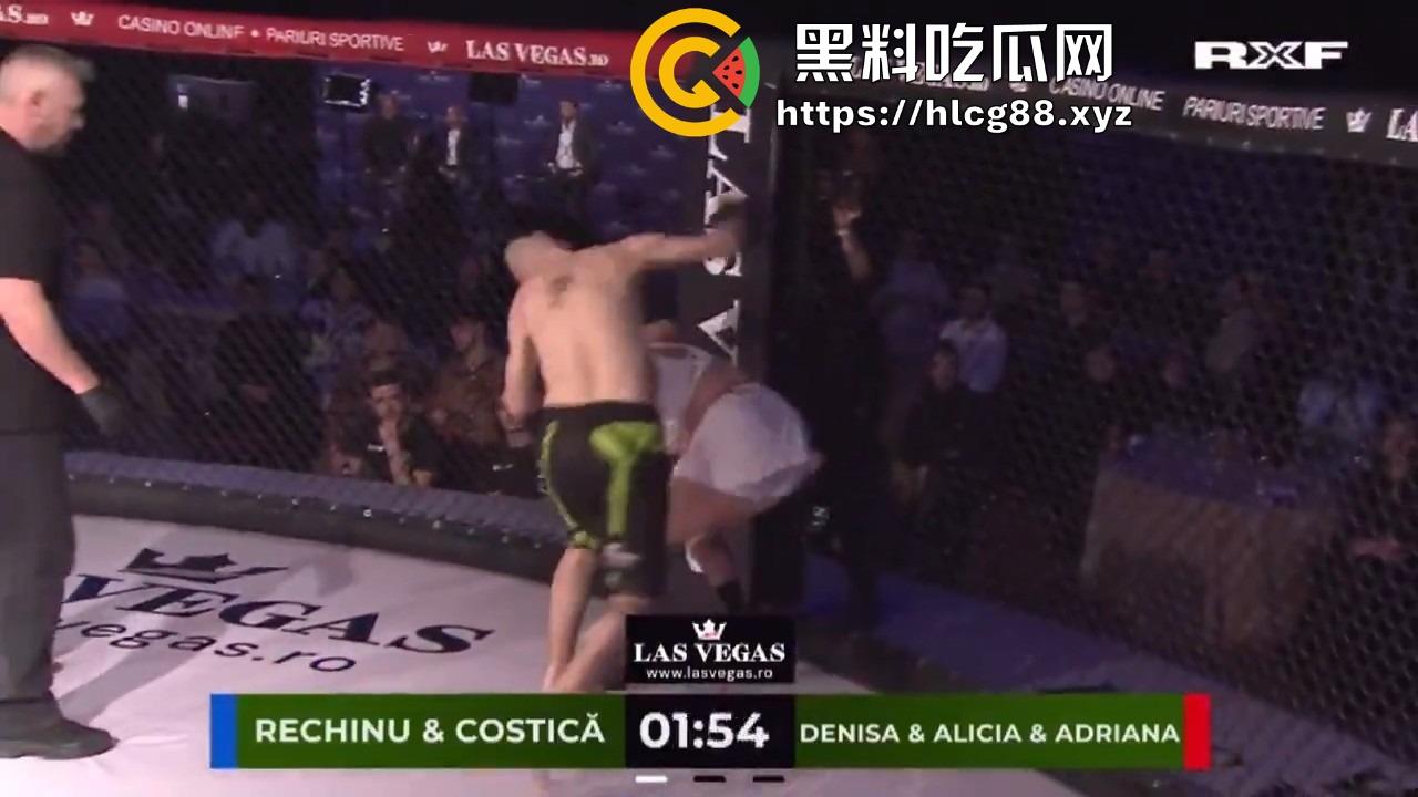 罗马尼亚三成人博主大奶妹进八角楼打拳被拳手狂揍,这要是换到床上2个男的都不够看!-8