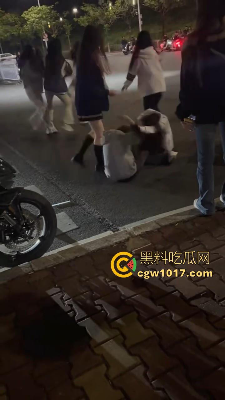 广东潮汕精神小妹街头火拼！多人围殴两人，扯头脚踢肚子跟下体，打得有来有回，好看精神小妹打架观赏性就很足！-3