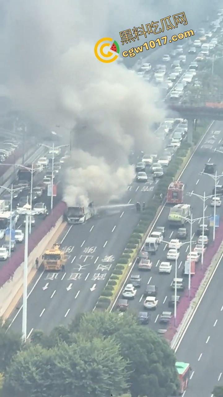 广东佛山季华园隧道口公交车发生自燃,现场浓烟滚滚,火势极其的大,具体自燃原因还待查明!-3