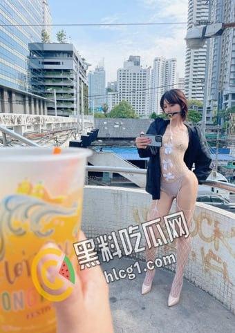 抖音阿朱 新作！到哪都是焦点的超级网红女神 性感网袜户外大胆开放-2