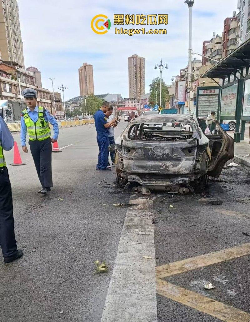 福建莆田一suv路边自燃 几分钟烧成空壳 现场实拍视频曝光-2