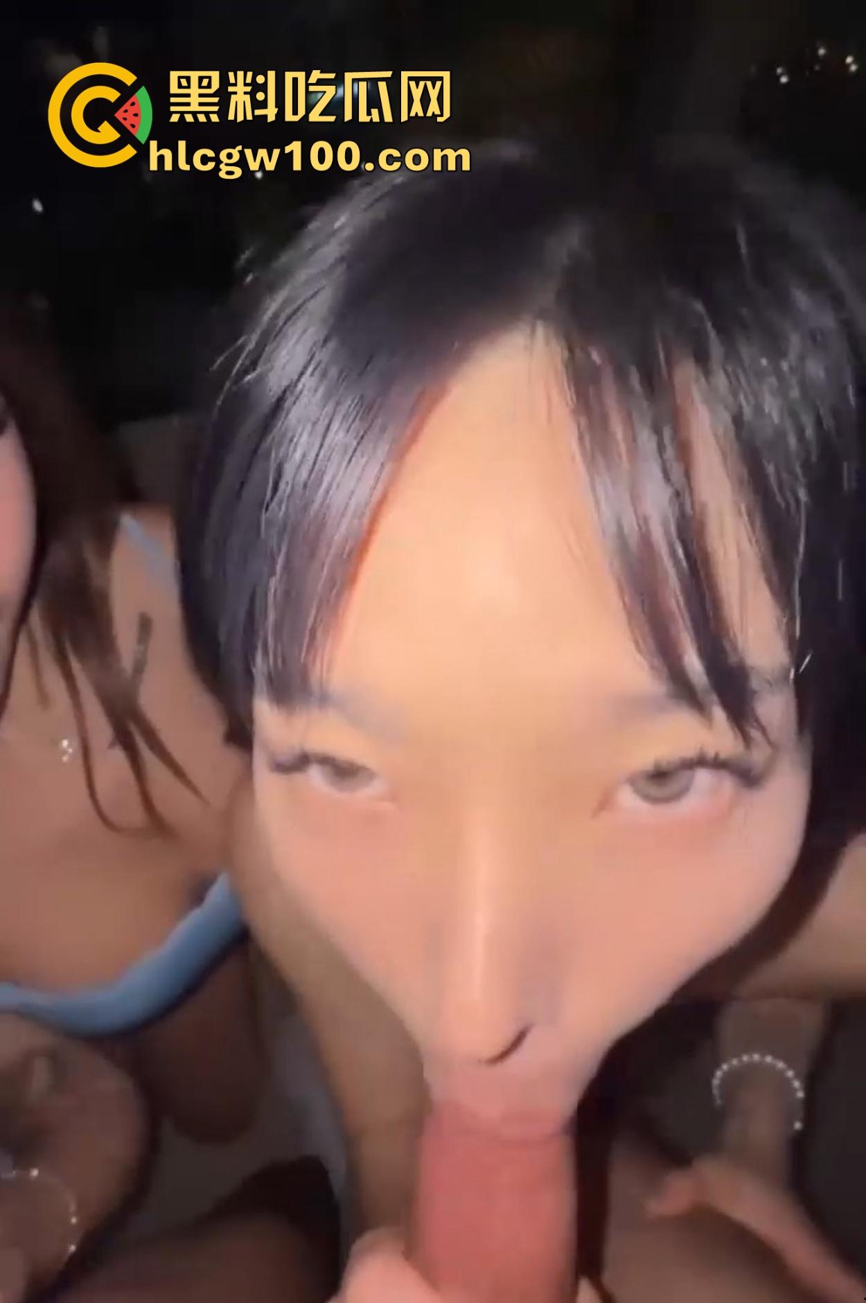 高颜值韩国尤物Elle Lee和闺蜜亚裔酒店双人舔洋大屌，轮流口交舔到拉丝，洋大屌享受帝王级服务！-7