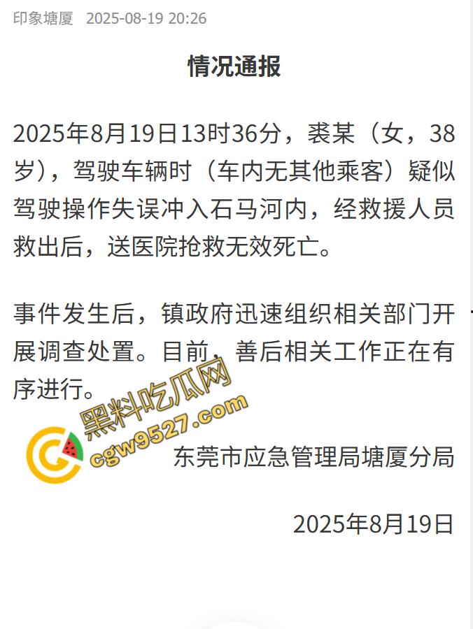 远离女司机!东莞一女司机因操作失误掉河里死亡,监控摄像头全程记录,这操作真牛!-1