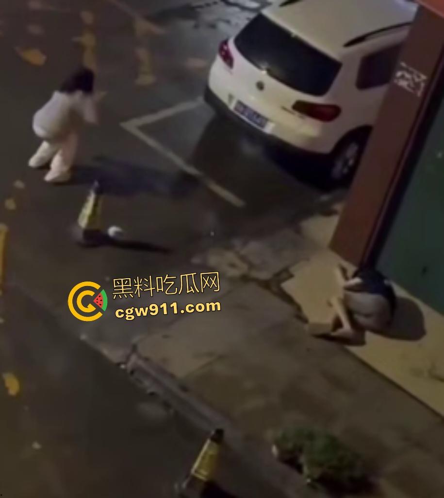 广西南宁情侣夜晚扰民，女友疯魔石头砸豪车，男友坐地被一脚踢喉管倒地，女友还补刀狂踹，不踢死不罢休！-8