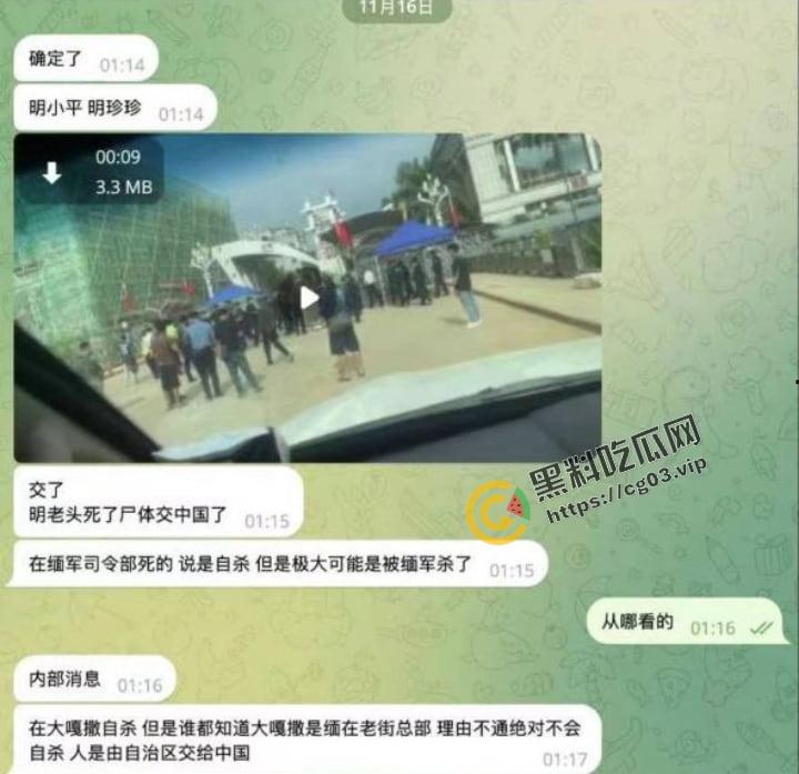 缅甸电诈 四大家族之一的【明学昌】被自杀，尸体拉到中缅边境做尸检 儿子和姑姑自首 现场画面曝光！-2