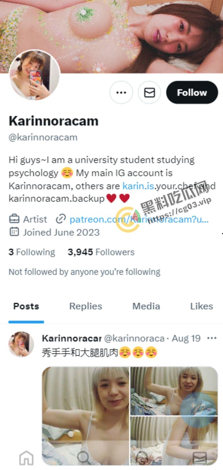 推特网黄福利姬【Karin】 心理学女大学生 知性小姐姐 涂鸦艺术家记录美好生活  各种福利私拍 合集-1