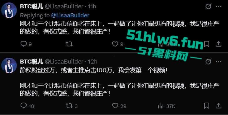 推特网红妹btc聪儿引流炒作，公开卖逼 0.1比特币即可操通宵，谁敢试试？-1