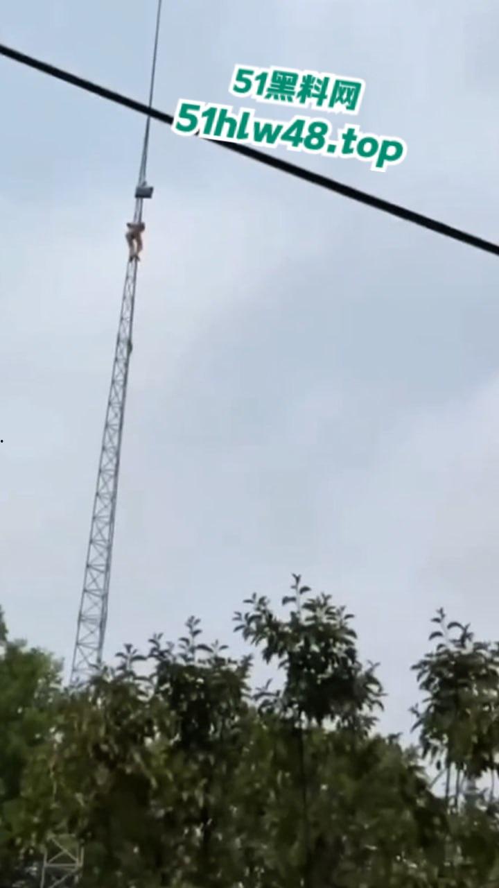 瓜友实拍裸女被绑电线杆，疑似是主人的任务逼迫美女爬上信号塔，再将其绑住完美展示。-2